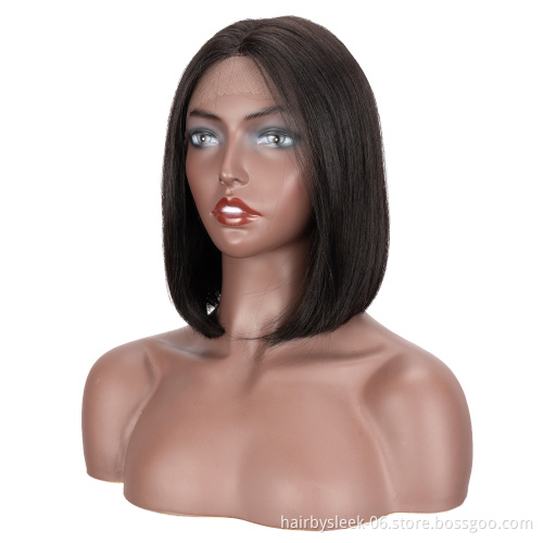 Rebecca fashion 10 inches Short Bob For Black Women With Middle Part  Brazilian Straight Hair Lace Front Wig Human Hair Wigs